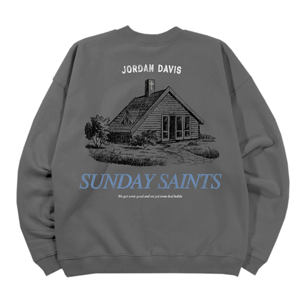 Sunday Saints Gray Crewneck Back
